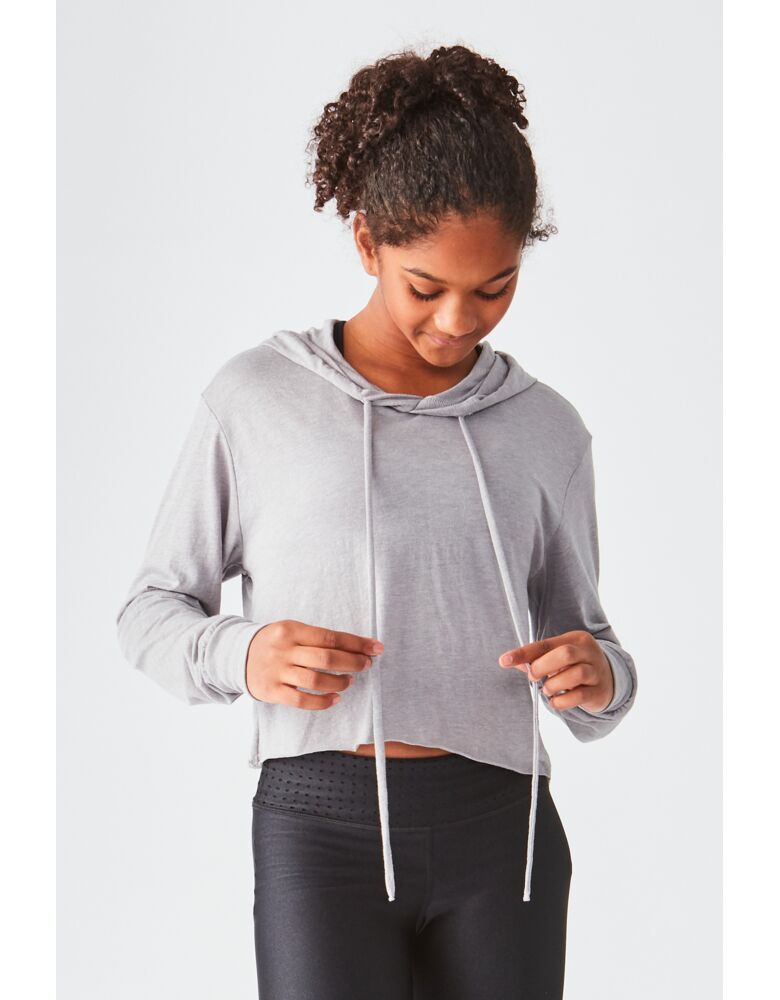 Studio Essentials Lightweight Raw-Edge Crop Hoodie Thumbnail