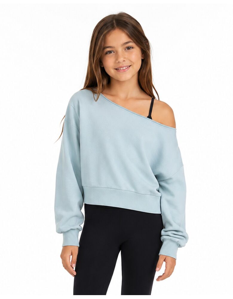 Studio Essentials French Terry Off Shoulder Crop Sweater Thumbnail