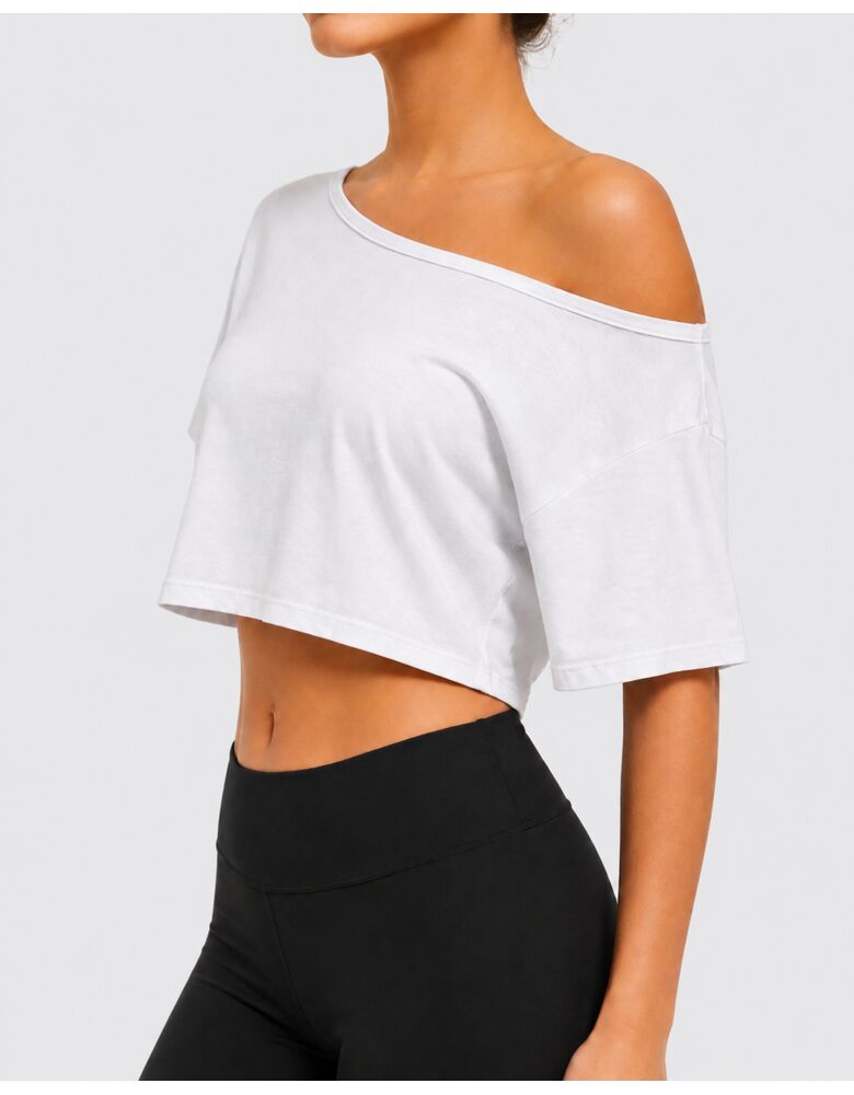 Studio Essentials Off Shoulder Crop T-Shirt Thumbnail